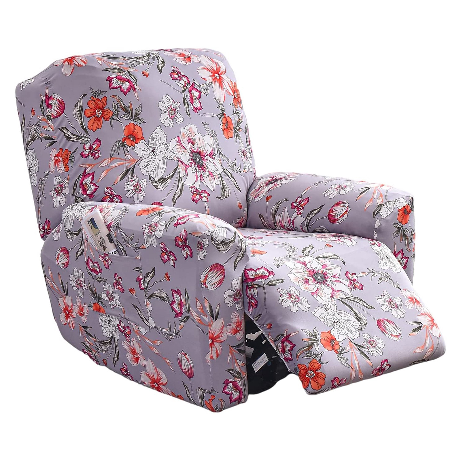 EcoAncheng Stretch Recliner Slipcover, 4 Pieces Printed Lazy Boy Chair