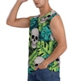 thumbnail image 3 of Fotbe Skull and Palm Leaves Men's Camiseta sin Mangas Estampada para Hombres, Playera Casual para Gimnasio, Entrenamiento, Playa-X-Large, 3 of 7