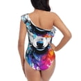 thumbnail image 5 of Goofa Cool Colorful Wolf Pattern Women's One Piece Swimsuits Tummy Control Bathing Suits Asymmetric One Shoulder Swimwear-Large, 5 of 6