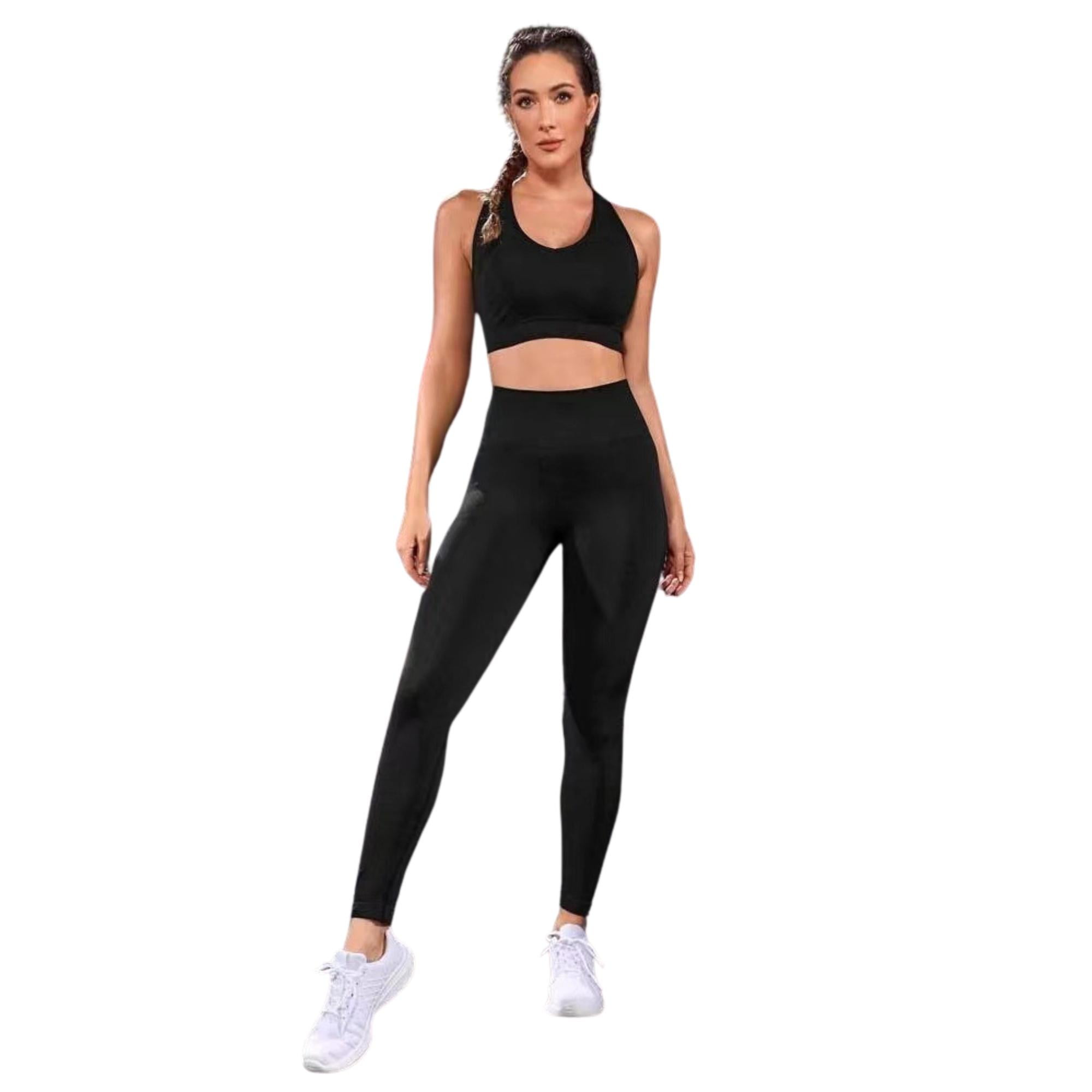 Conjunto Push Up Sin Mangas Tiro Alto Celular Negro L