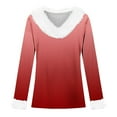 thumbnail image 4 of T-Shirts For Women Graphic Festive Print Long Sleeve With Elegant Faux Collar Holiday Parties Gatherings Gift Tops, 4 of 4