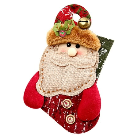 

NN Christmas Decoration Supplies Christmas Socks Christmas With Bell Pendant Snowman Old Man Socks Candy Bag Sky Color Stain Glass