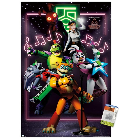 Five Nights at Freddy's: Security Breach - The Band Wall Poster with Push Pins, 22.375" x 34"
