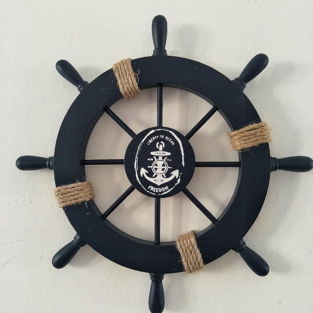 Decoración de pared, volante, aspecto pirata, aspecto barco, de madera, 28 cm
