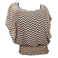 thumbnail image 1 of eVogues Plus Size ZigZag Print Layered Poncho Top Taupe, 1 of 4
