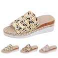 thumbnail image 6 of Woven Platform Wedge Slip on Sandals for Women 2025 Boho Summer Beach Straw Braided Dress Slides, 6 of 7