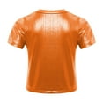 thumbnail image 3 of Sholeno Kid Boys Girls Jazz Hip Hop Modern Dancewear Festival Party Dance Tops Sparkly T Shirt Tees Orange 10-14, 3 of 6