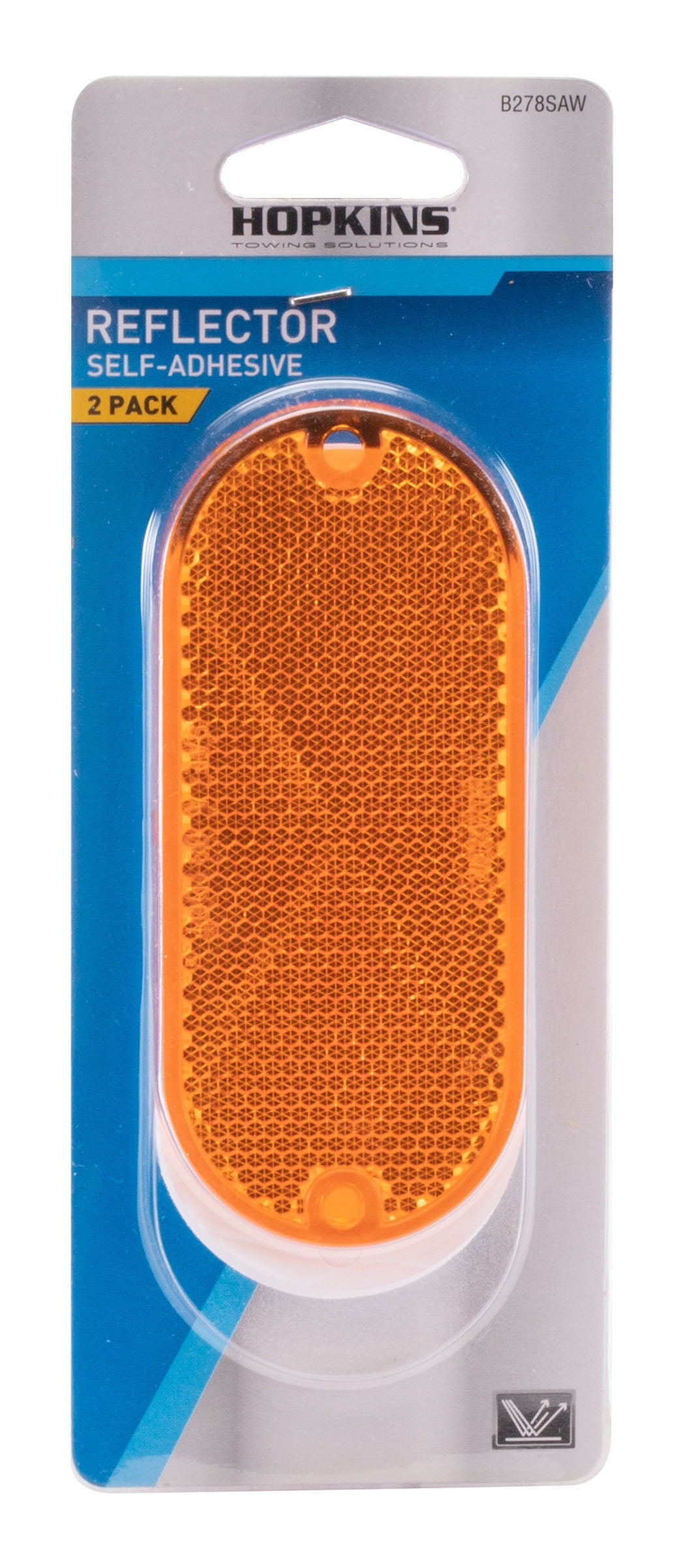 (2 pack) Hopkins Towing Solutions Oblong Stick-on Reflectors 2 Pack, Fits Trucks, Amber, B278SAW