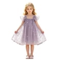 thumbnail image 3 of Girls Flutter Sleeve Party Dress Sequin 3D Wing Mesh Ball Gown Dress, 3 of 6