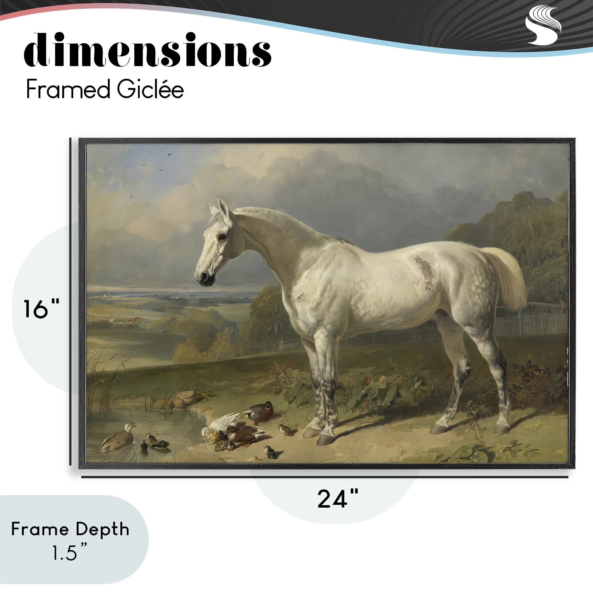 Stupell Industries Grey Horse And Ducks In Landscape Black Framed Giclee Art, design by Tina LeCour