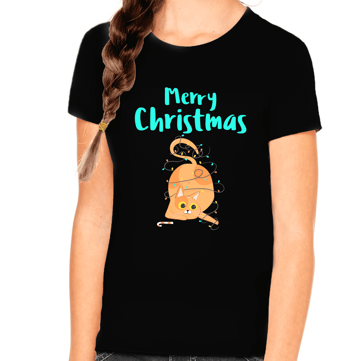 Funny Christmas Cat Christmas Shirts for Girls Funny Christmas Shirt Kids Christmas Shirt