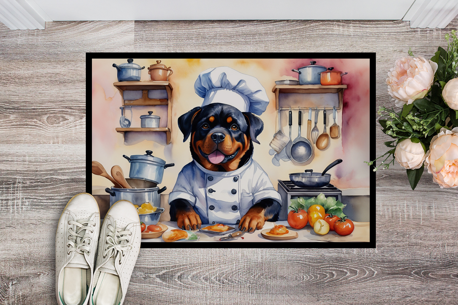 Carolines Treasures DAC6316MAT 18 x 27 in. Rottweiler The Chef Doormat