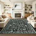 thumbnail image 6 of Garvee 5'x7' Vintage Floral Area Rugs Washable Botanical Printed Rugs Carpet, Low Pile Non Slip Oriental Rug Stain Resistant Indoor Rugs for Living Room Bedroom Dining Room, Black, 6 of 8