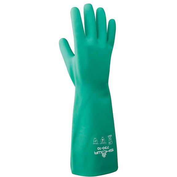 730 Nitrile Chemical Resistant Safety Glove with Cotton Flocked Liner, Food Safe, 15 Mil Thick, 13" Length, Medium (12 Pair)