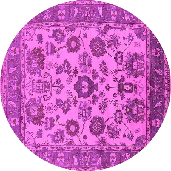 Ahgly Company Indoor Round Oriental Pink Industrial Area Rugs, 6' Round