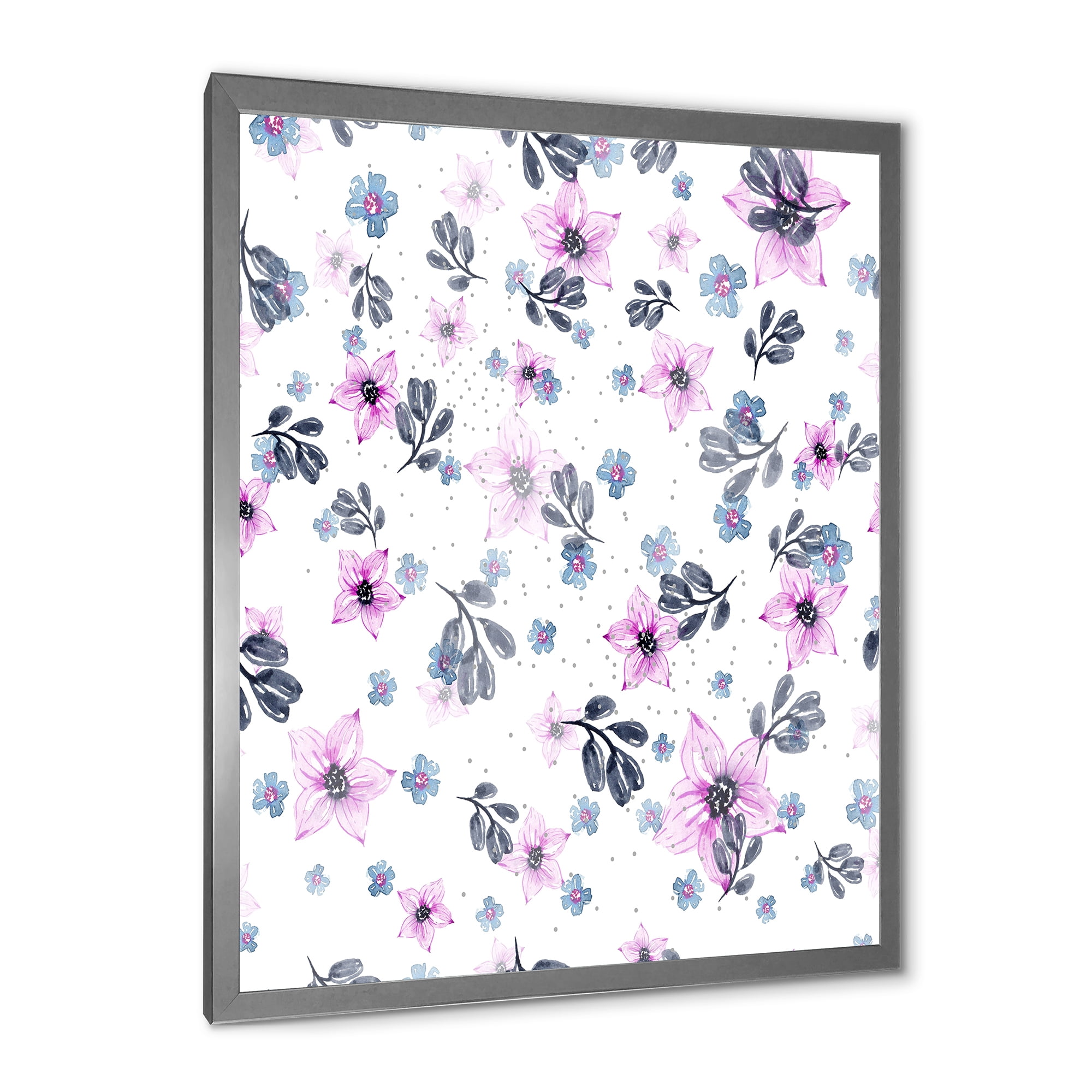 Designart 'Petals and Pink Flowers' Traditional Framed Art Print