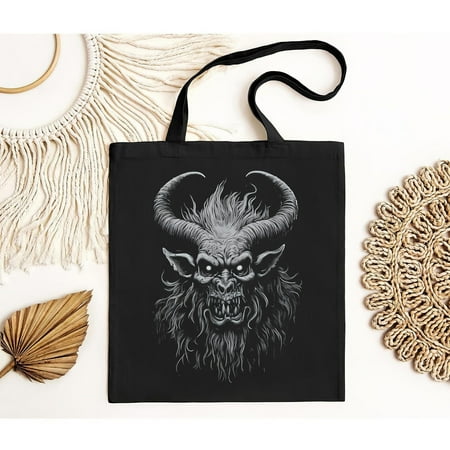 vintage NEW LIMITED Vintage Krampus Creepy Black And White Tote Bag-TH21911