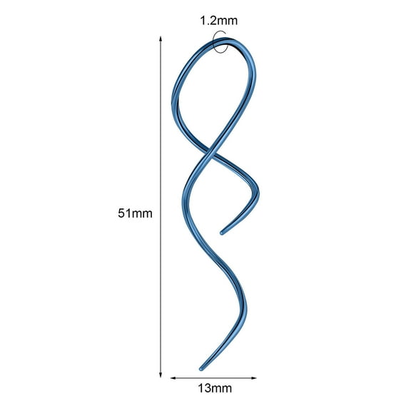 QQTDFG 1 Pair 16G Surgical Steel Threader Earring Spiral Ear Piercing Jewelry for Women-Blue