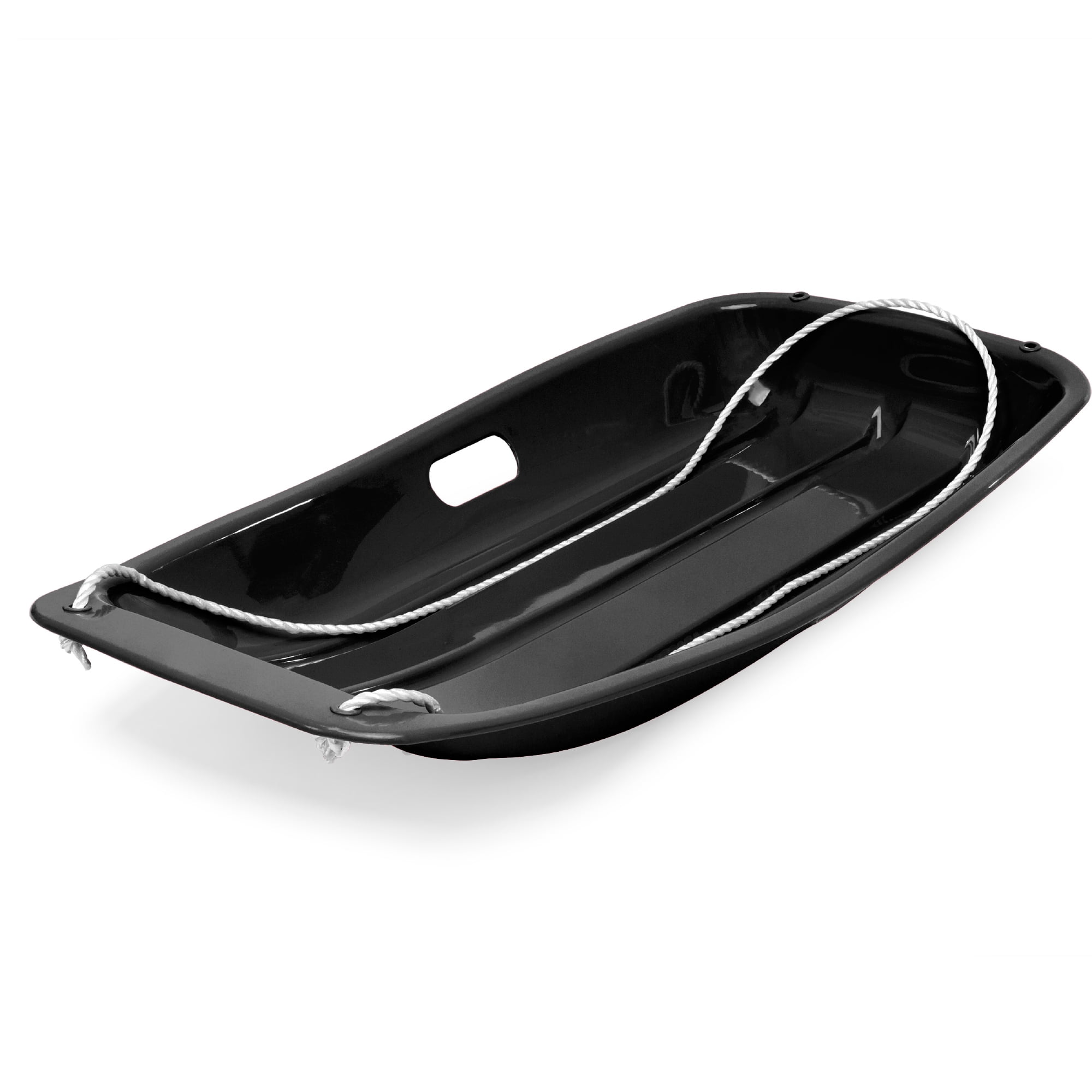 Best Choice Products 35in Kids Outdoor Plastic Sport Toboggan Winter Snow Sled Board w/ Pull Rope, 2 Handles - Black