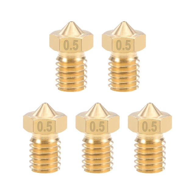 Cabezal de boquilla de impresora 3D Unique Bargains 0.5mm rosca M6 para extrusor V5 V6 1.75mm, latón 5pcs