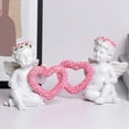 thumbnail image 6 of 2 Pc Cherubs Resin Statue Valentine's Day Decoration Romantic Angel Sculptures Holding Rose Wreath for Home, Garden, Wedding or Anniversary Gifts, 6 of 9