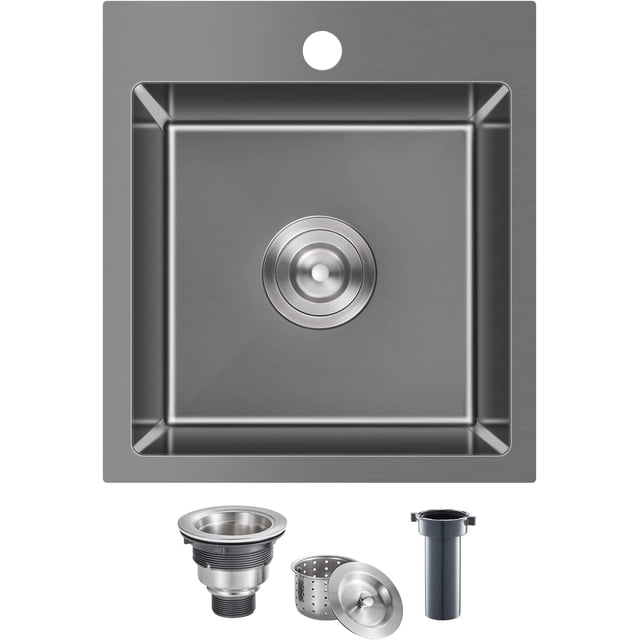 Drop-in Kitchen Sink Single Bowl Stainless Steel Kitchen Sink Handmade Inches Deep Top-Mount Kitchen Sink with Hole