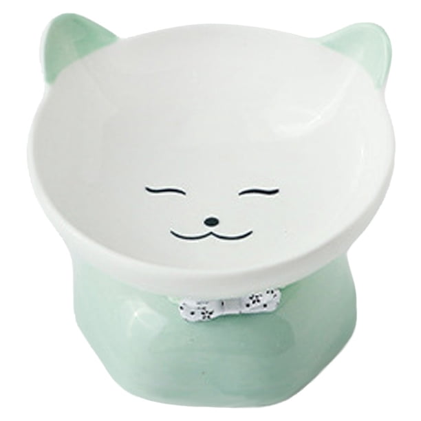 Cuenco de Comida para Gatos de Cerámica Zhivalor Gato Sonriente Boca Redonda Verde