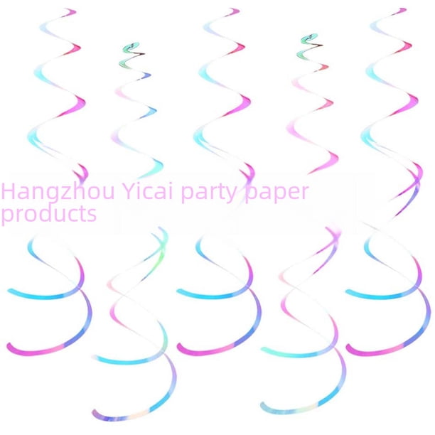 Guirnalda de plástico con espiral de color transparente y láser, suministros para decoración de fiestas