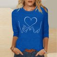 thumbnail image 4 of Tops de Cuello Redondo para las Mujeres Moda Impresa 3/4 Mangas Blusa Casual Top, Estante de Imitación, 4 of 5