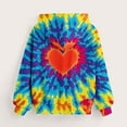 thumbnail image 5 of Girls Pullover Hoodie Red Tie-Dye with Red Heart, Soft Stretch 95% Polyester for 4-12Y (Sizes 90-160),Size 7-8T, 5 of 6