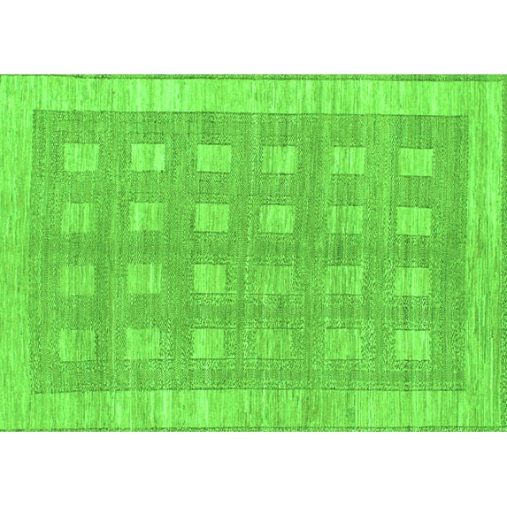 Ahgly Company Indoor Rectangle Checkered Green Modern Area Rugs, 7' x 9'