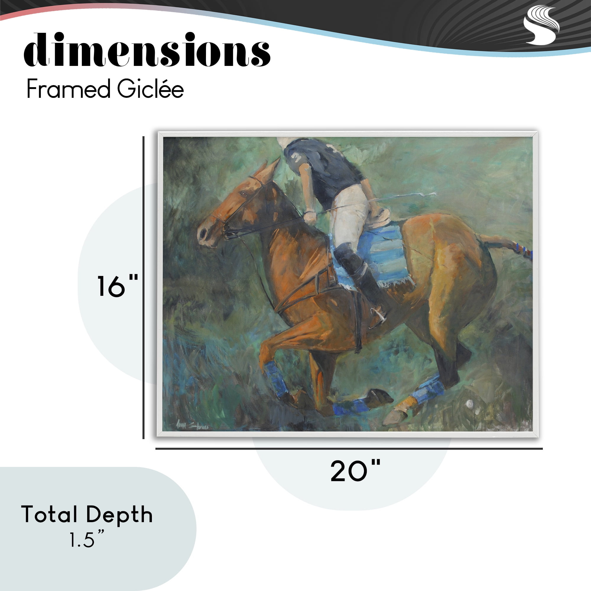 Stupell Industries Polo Rider in Dynamic Motion White Framed Giclee Art, design by Jadei Graphics