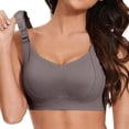 thumbnail image 6 of Sports Bra, Wirefree Front Closure Deep V Bra Plunge V Neck Low Cut Soft Lightweight Bra Criss Cross Back Supportive Bra Post Surgery Seamless Bra Daily Beach Wear, Coffee M, 6 of 7