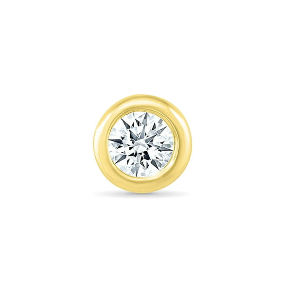 DGOLD Boucle d'Oreille Clou Simple en Or Jaune 10 Kt avec Diamant Blanc Rond pour Hommes et Femmes (1/4 cttw)