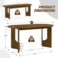 thumbnail image 5 of Guyou 63" Wooden Oval Dining Table with 2 Benches, Farmhouse Dining Table Set for 4-6 People, Mid Century Modern Kitchen Table with Bench, Dinner Table Set for Breakfast Dining Room, Walnut, 5 of 8