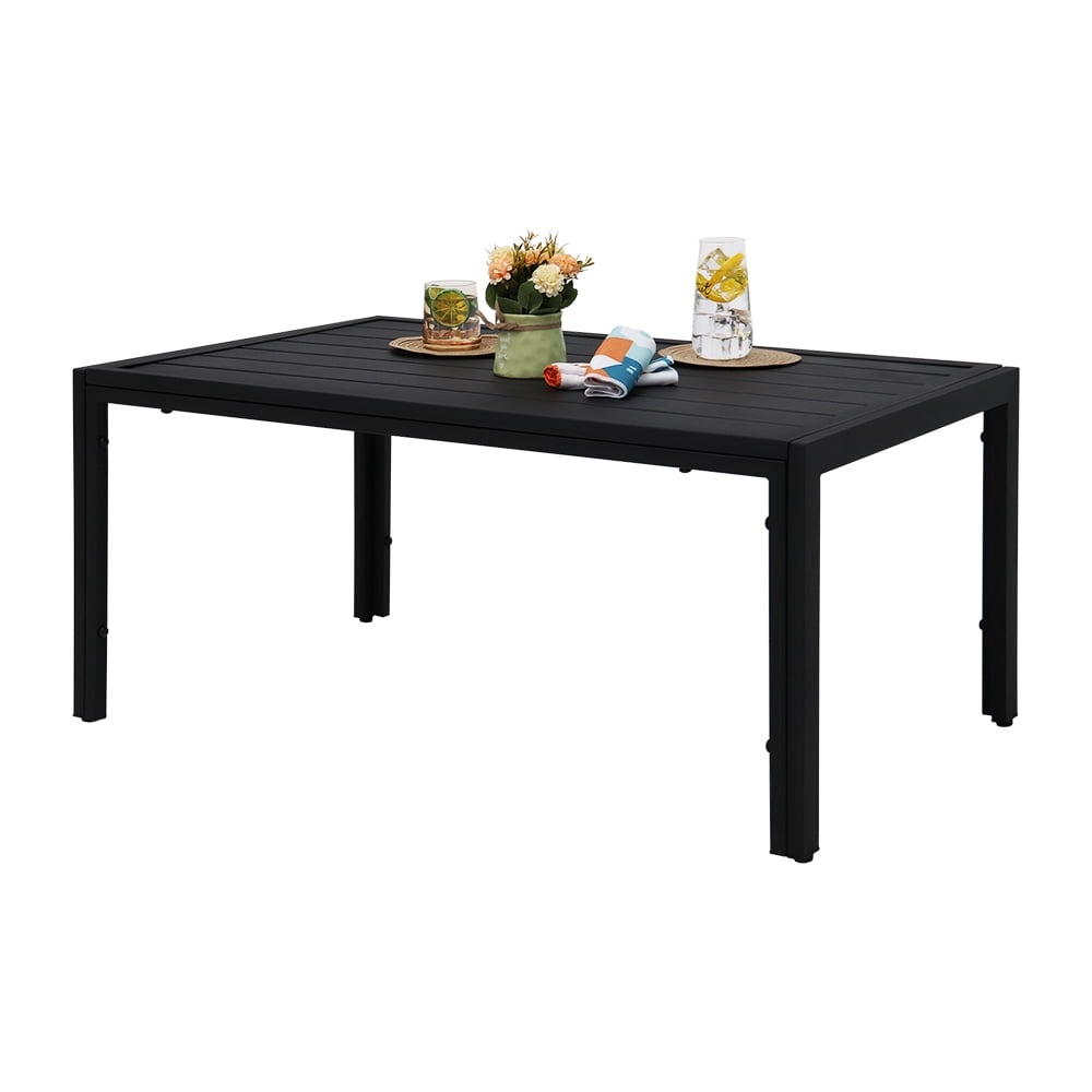 Abble Black Rectangular Steel Slat Coffee Table