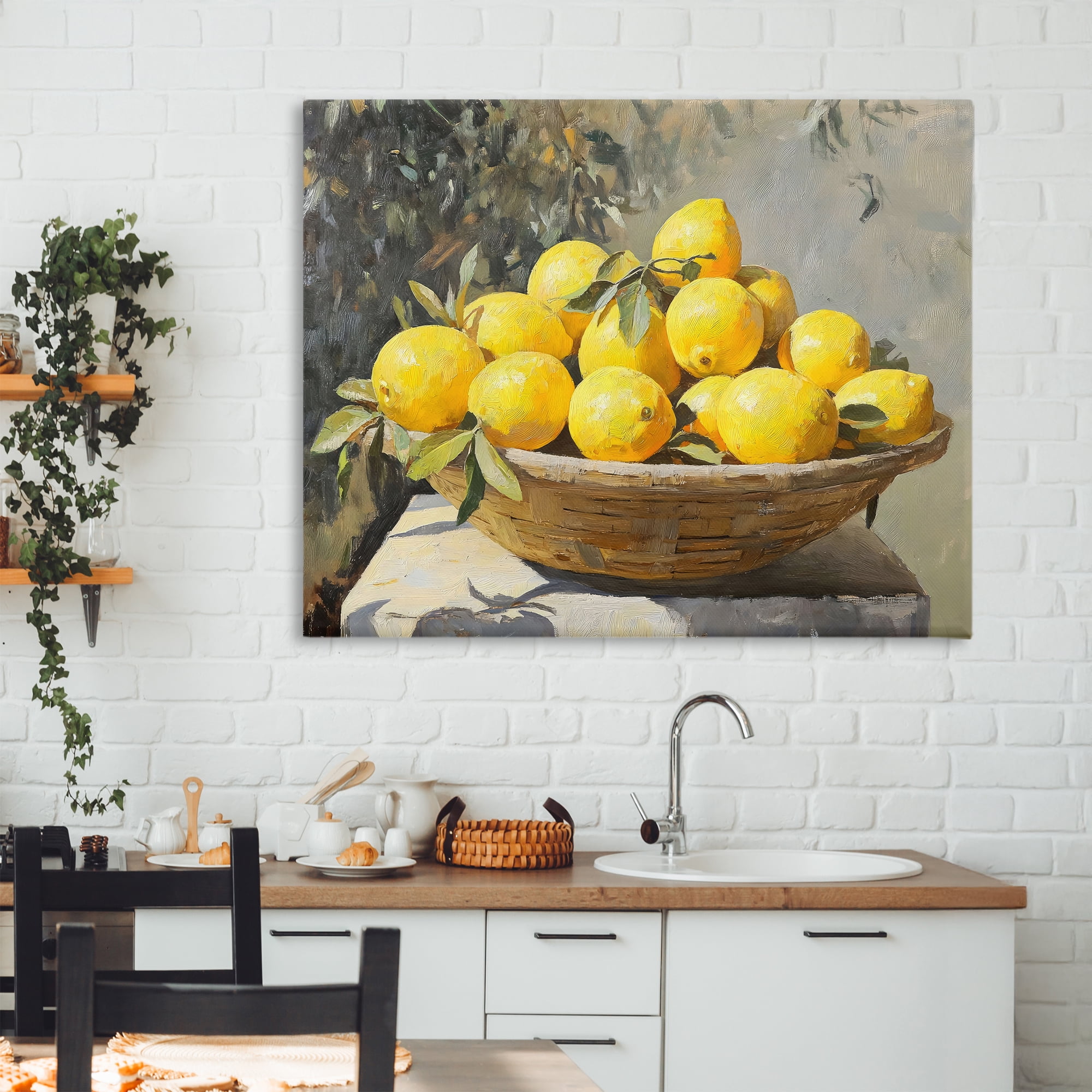 Stupell Industries Basket of Lemons in Sunlight Canvas Wall Art, design by Creative Studio
