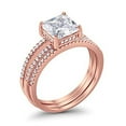 thumbnail image 4 of Three Piece Ring Princess Cut Wedding Set Rose Tone CZ 925 Sterling Silver Size 8, 4 of 4