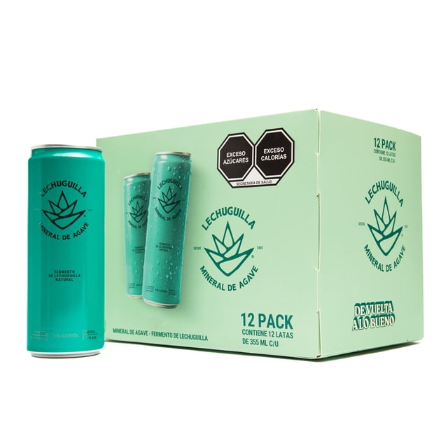Lechuguilla Mineral de Agave Gasificada, Sin Alcohol, 12 Pack, 355ml c/u