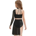 thumbnail image 2 of TiaoBug Big Girl's Lyrical Dance Outfit Latin Jazz Modern Contemporary Dress One Shoulder Crop Top with Irregular Skirt Black 12, 2 of 6