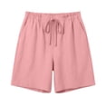 thumbnail image 7 of Women's Cotton Loose Fit Casual Shorts with Pockets Elastic Waist Drawstring Comfy Soft Stretchy Summer Lounge Athletic Gym Outdoor Everyday Womens | VerBelle,Pink M, 7 of 7