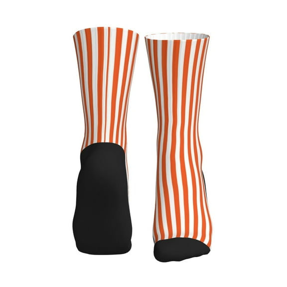 Men Women Orange And White Striped Novelty Soft Funny Dress Crew Socks