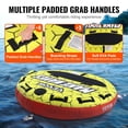 thumbnail image 6 of Towable Tube for Boating, 1-3 Riders Inflatable Boat Tubes and Towables, 510 lbs, 63" Round Water Sport Towable Tubes for Boats to Pull, Full Nylon Cover, EVA Grab Handles and Speed Safety Valve, 6 of 7