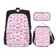 thumbnail image 1 of Easygdp Pink bows Mochila para Niños y Niñas con Set de Caja de Almuerzo y Estuche para Lápices 3 en 1, Mochila Escolar Estampada para Adolescentes, 1 of 7