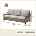 thumbnail image 5 of INTER HUT Modern Wicker Patio Sofa, Rattan Outdoor Couch Sofa, 3 Seat Couch, Brown/Gray, 5 of 9