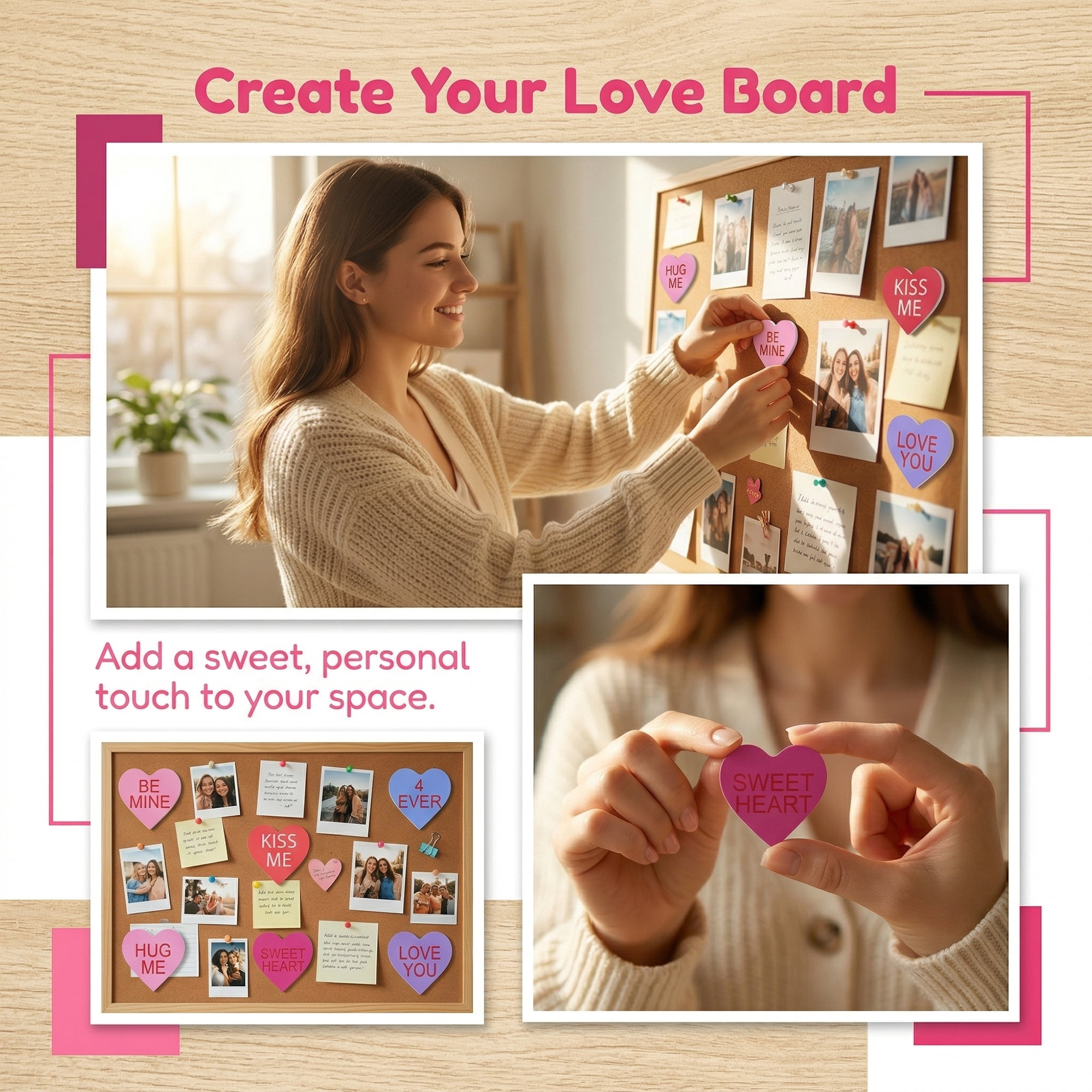 Unique Bargains Wooden Heart Signs Extra Thick Free Standing Love Ornaments Style A 2.6"H