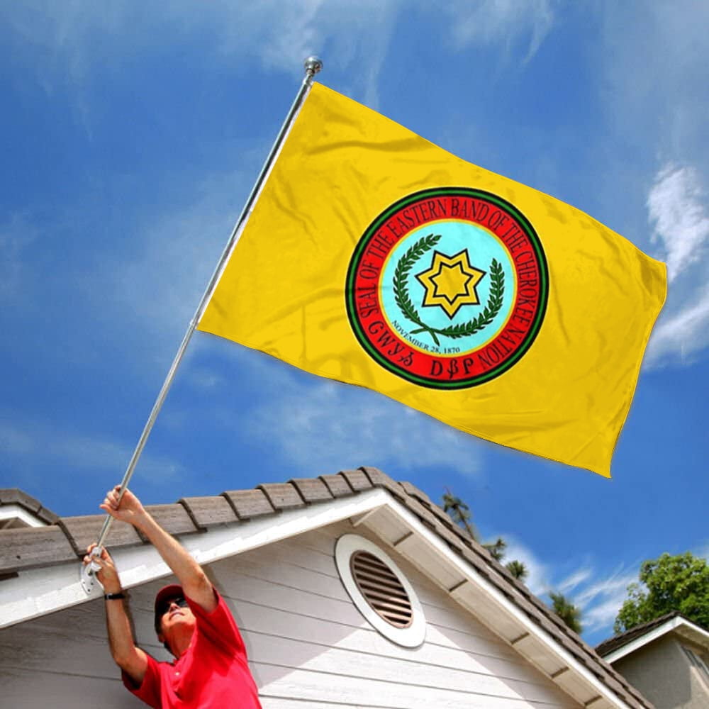 Dutern Double Sided Eastern Band Cherokee Flag Banner3 Ply with Brass Grommets 3x5 Feet