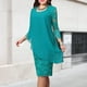 thumbnail image 4 of Vestido Formal Vestido ajustado con cuello redondo Vestido de cóctel elegante para mujer Traje de vacaciones de color sólido Ygjytge Verde T XL para Mujer, 4 of 5