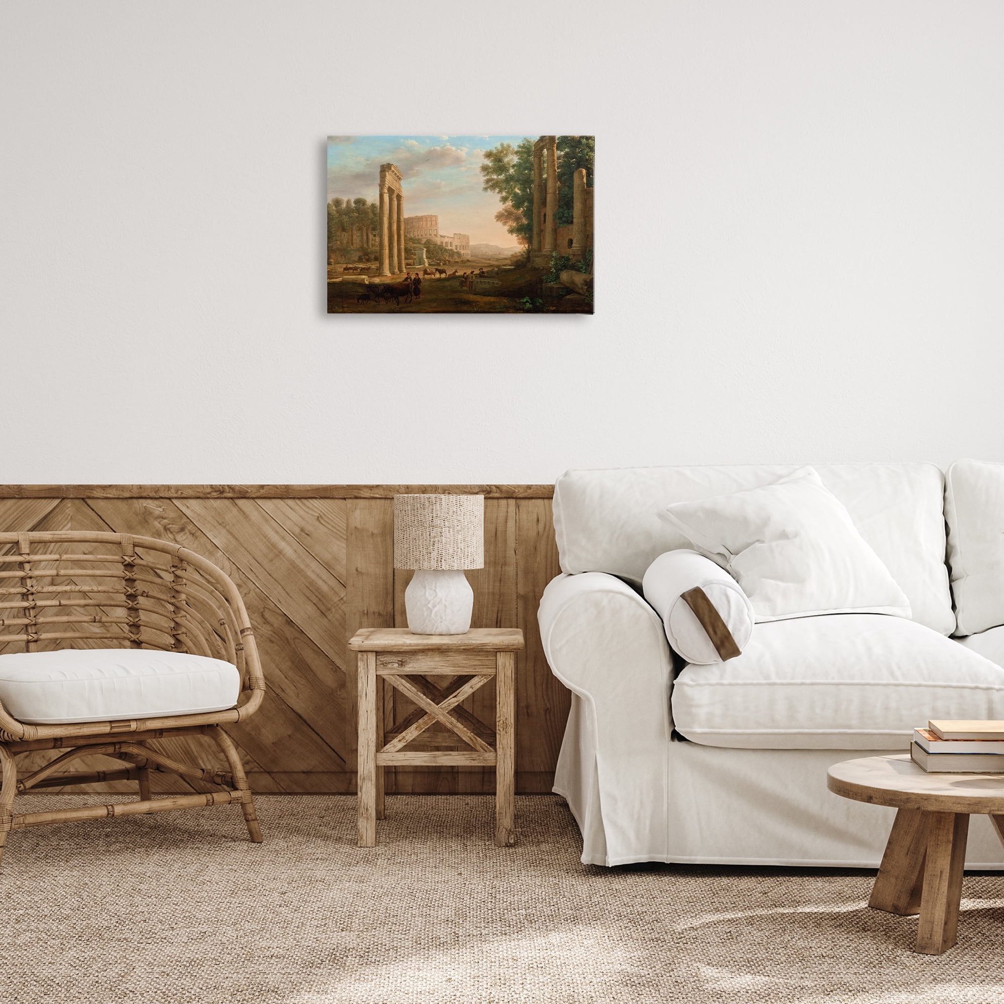 Stupell Industries Classic Claud Ruins of Roman Forum Buildings & Architecture Painting Wrapped Canvas Art Print Wall Art, 24 x 16