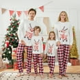 thumbnail image 3 of Family Matching Christmas Pajamas Outfits Long Sleeve Elk Printed Tops Elastic Plaid Pants, 3 of 7